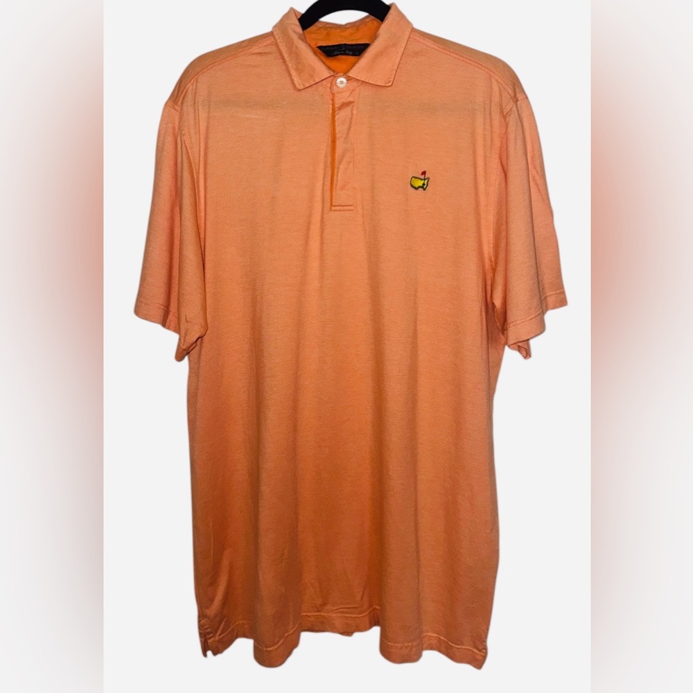 Masters Collection Golf Polo Mens Large Augusta National Micro Stripes Orange